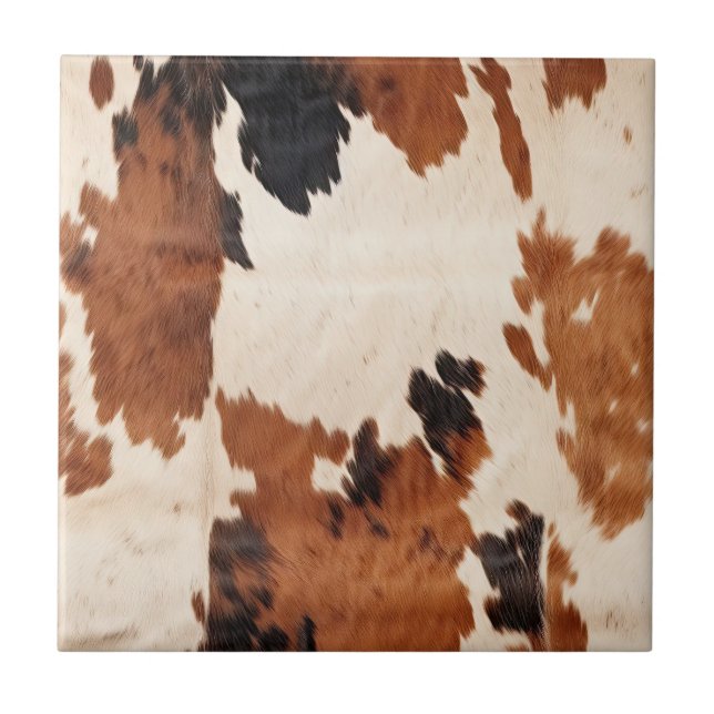 Western Brown Schwarz-weiß Cowhide Fliese (Vorderseite)