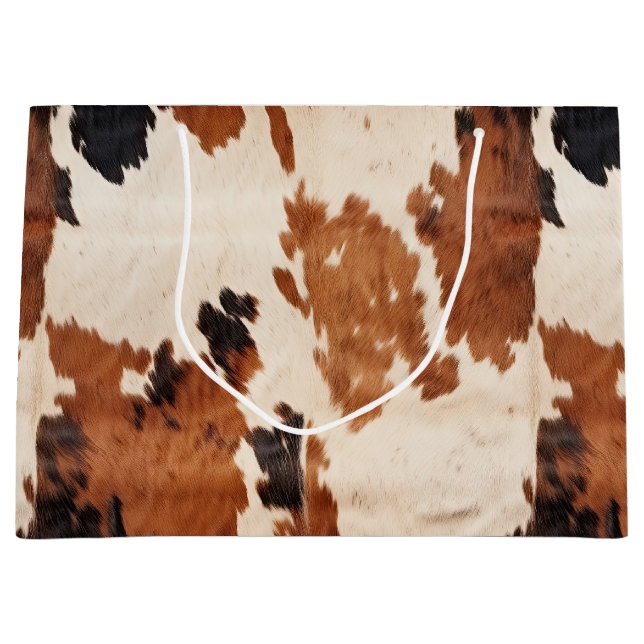 Western Brown Schwarz-weiß Cowhide Große Geschenktüte (Vorderseite)