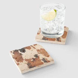 Western Brown Schwarz-weiß Cowhide Steinuntersetzer