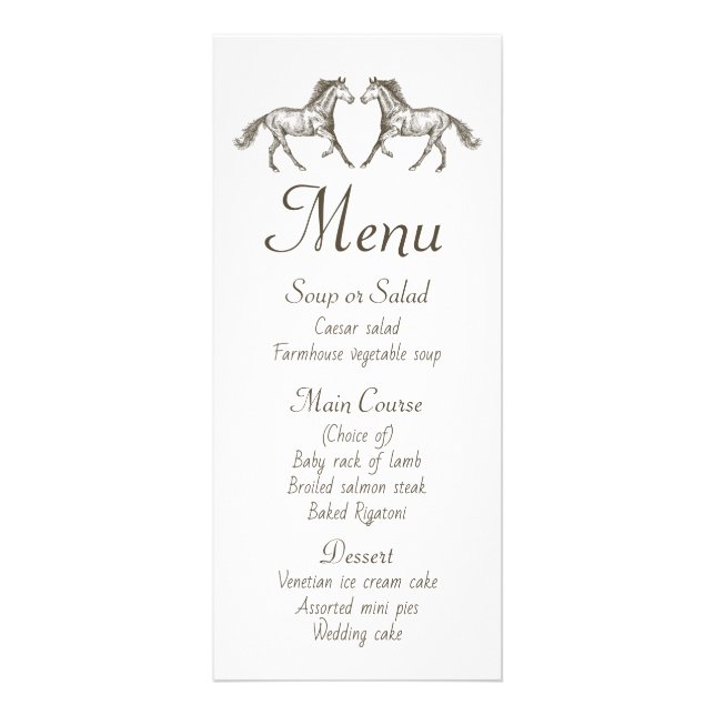 Western Brown Wedding Menu Rustikales Party Werbekarte (Vorne)