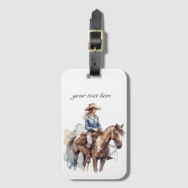 Western, Brünett Cowgirl, custom Gepäckanhänger
