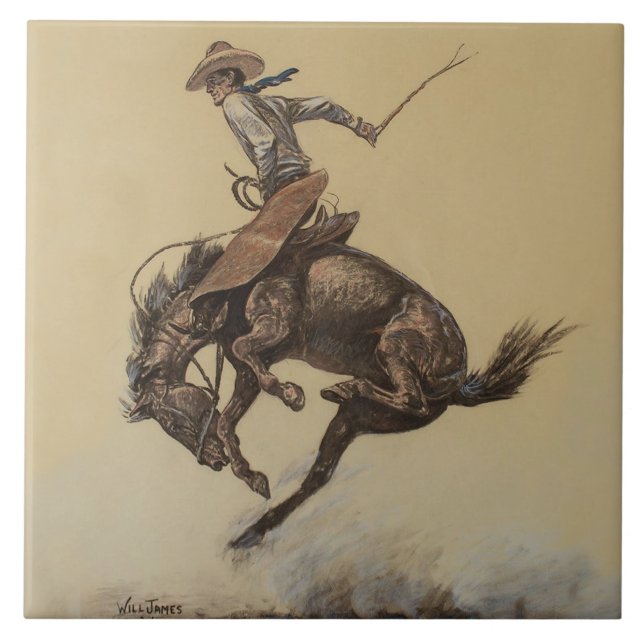 Western "Bucking Horse" von Will James Fliese (Vorderseite)