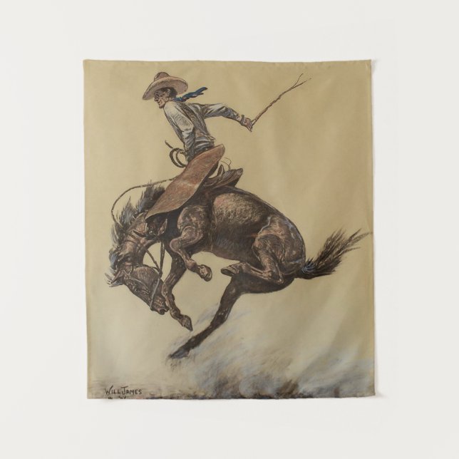 Western "Bucking Horse" von Will James Wandteppich (Vorderseite)