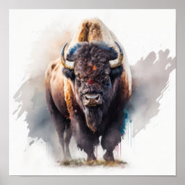 Western Buffalo Art Print Poster