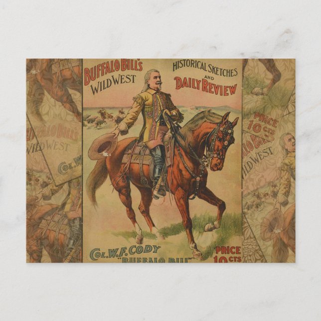 Western Buffalo Bill Wild West Postkarte (Vorderseite)