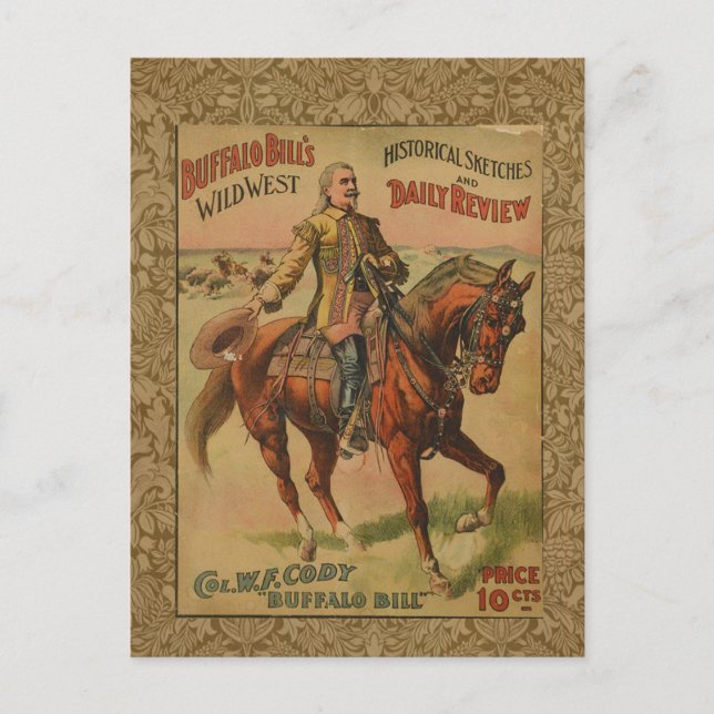Western Buffalo Bill Wild West Postkarte (Vorderseite)