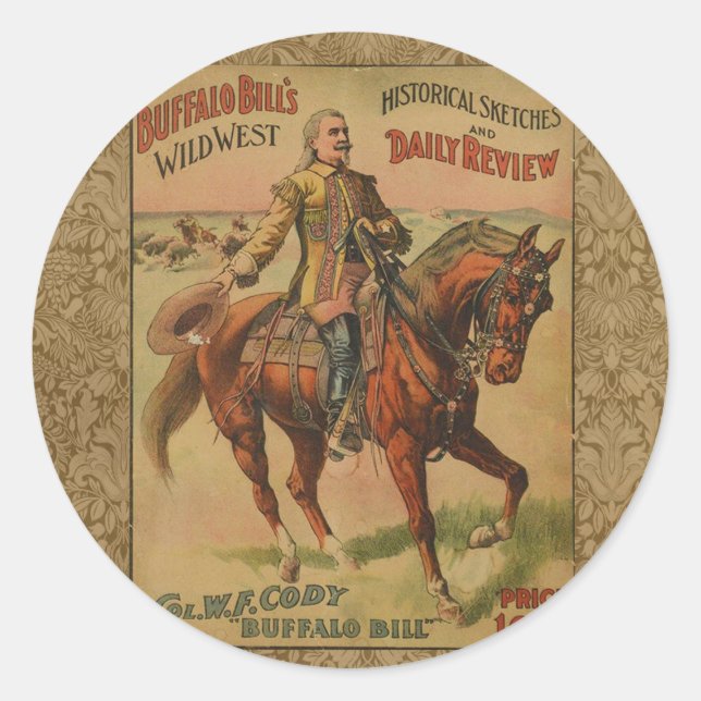 Western Buffalo Bill Wild West Runder Aufkleber (Vorderseite)