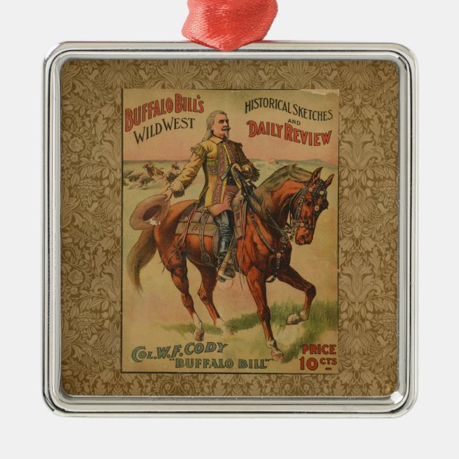 Western Buffalo Bill Wild West Silbernes Ornament (Vorne)