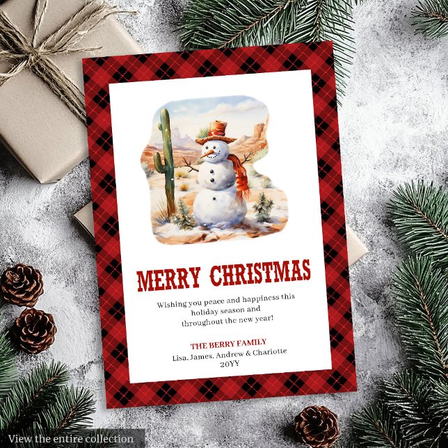 Western Buffalo Check Weihnachtskarte Feiertagskarte (Western Buffalo Check Merry Christmas Card)