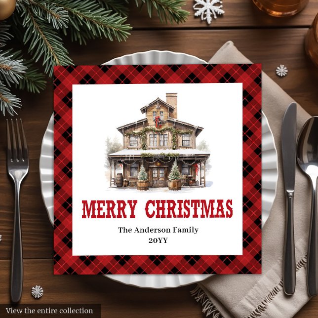 Western Buffalo Plaid Christmas Paper Napkins Serviette (Western Buffalo Plaid Christmas Paper Napkins)