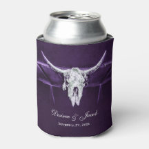 Western Bull Cow Skull Dunkel Lila Weiß Rustikal