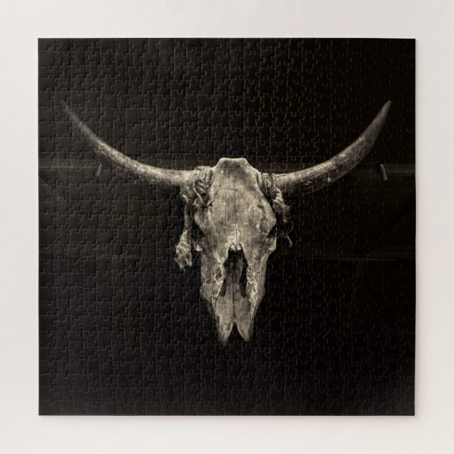 Western Bull Skull Country Cowboy Rustikal Vintag Puzzle (Vertikal)