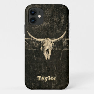 Western Bull Skull Country Sepia Schwarz Alte Rust Case-Mate iPhone Hülle