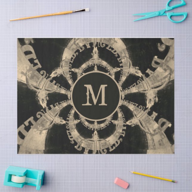 Western Bull Skull Vintag Sepia Rustic Monogramm Seidenpapier (Basteln)