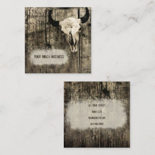 Western Bull Skull Vintag Sepia Rustikal Quadratische Visitenkarte
