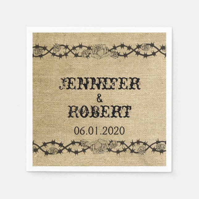 Western Burlap Wedding Napkin Serviette (Vorderseite)