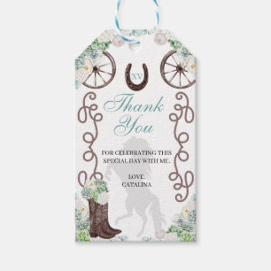 Western Cacti Green Ranchero Quinceanera Gift Tags Geschenkanhänger