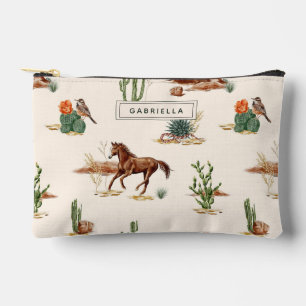 Western Cactus Desert Horse Cowgirl Personalisiert Zubehörtasche