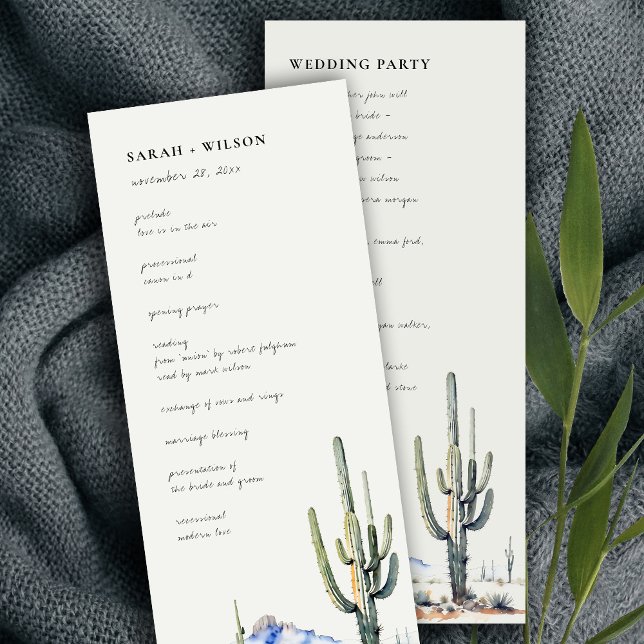 Western Cactus Desert Landscape Wedding Program Einladung (Von Creator hochgeladen)