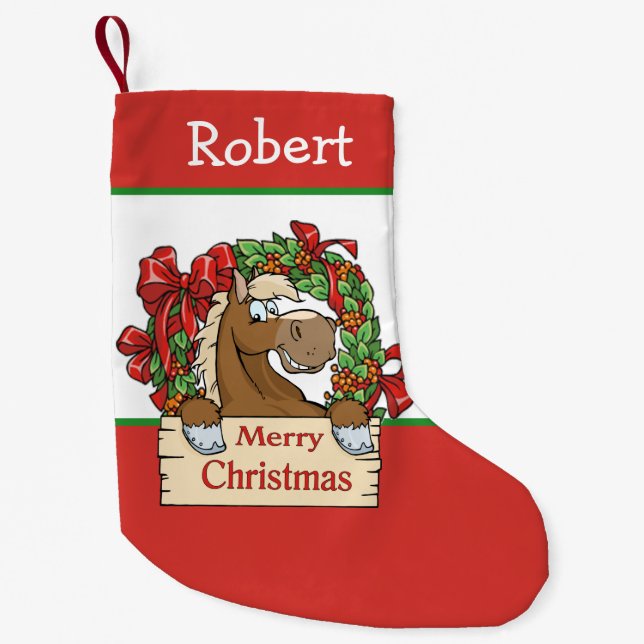 Western Cartoon Rot und Weiß Kleiner Weihnachtsstrumpf (Vorderseite)