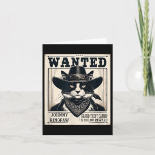 Western Cat Cowboy Mugshot Gewollt Karte