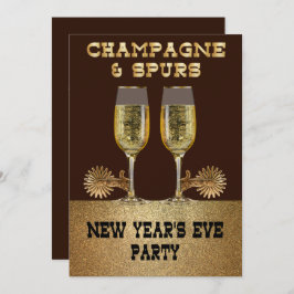 Western Champagne und Frühjahr Silvester Party Einladung