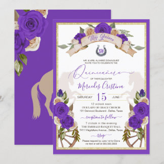 Western Charro Lila Rose Reiten Quinceanera Einladung