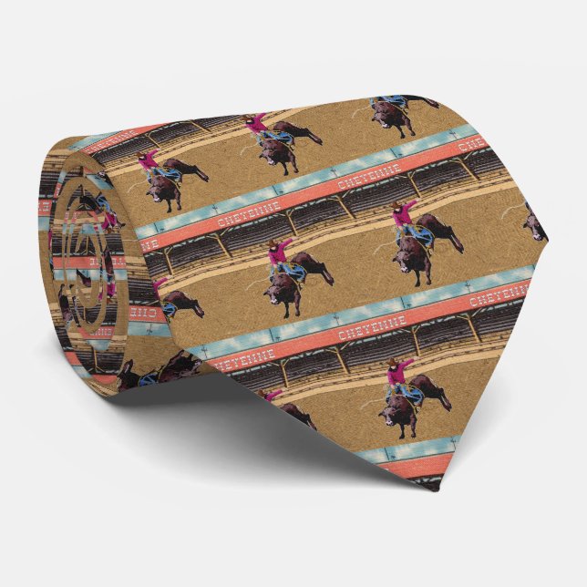 Western Cheyenne Rodeo Cowboy Bull Riding Necktie Krawatte (Gerollt)