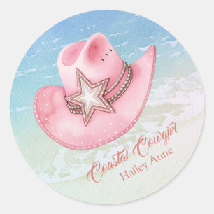 Western Chic Cowgirl Hutsticker Runder Aufkleber