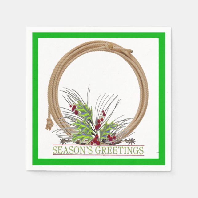 Western Christmas Cowboy Lariat Wreath Serviette (Vorderseite)