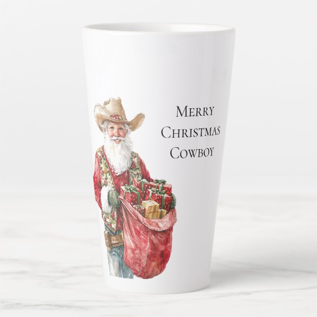 Western Christmas Cowboy Santa Milchtasse (Vorderseite)