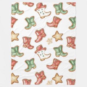 Western Christmas Cowgirl Cowboy Fleecedecke
