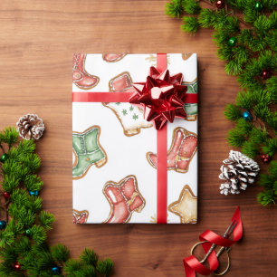 Western Christmas Cowgirl Cowboy Geschenkpapier