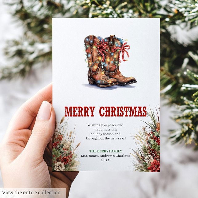 Western Christmas greeting card with cowboy boots Feiertagskarte (Western Christmas greeting card with cowboy boots

)