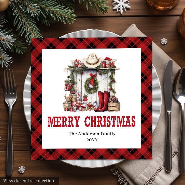 Western Christmas napkins farmhouse tartan pattern Serviette (Western Christmas napkins farmhouse tartan pattern

)