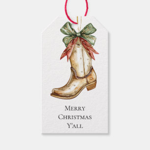 Western Christmas Red Cowboy Cowgirl Boot Geschenkanhänger