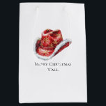 Western Christmas Red Cowboy Cowgirl Hat Mittlere Geschenktüte<br><div class="desc">Western Frohe Weihnachten Red Cowboy Cowgirl Hüte</div>