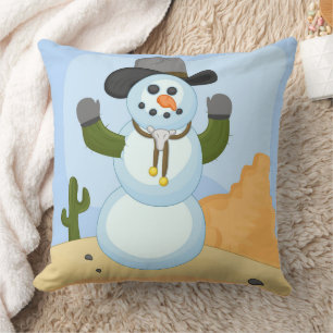 Western Christmas Snowman mit Hut Kissen