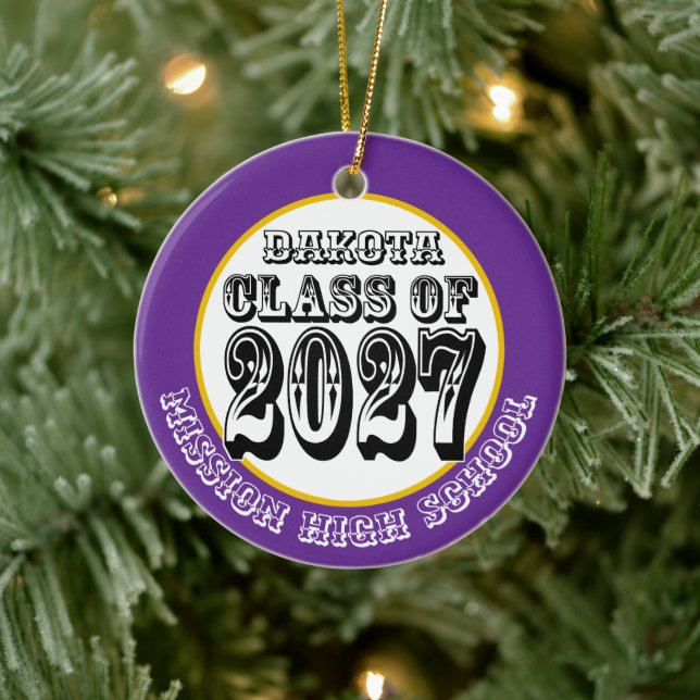Western Class of 2027 Photo Graduation Keramik Ornament (Baum)