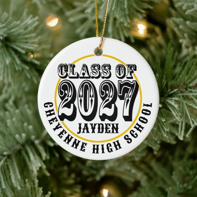 Western Class of 2027 Photo Graduation Keramik Ornament (Baum)