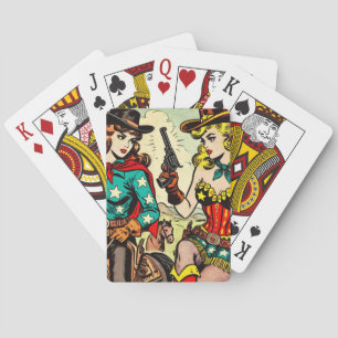 Western-Comics über Cowgirls im Vintage-Stil Spielkarten