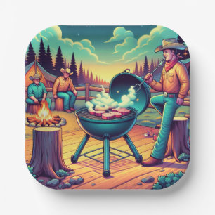 Western Cookout Cowboys Grillen Party Pappteller