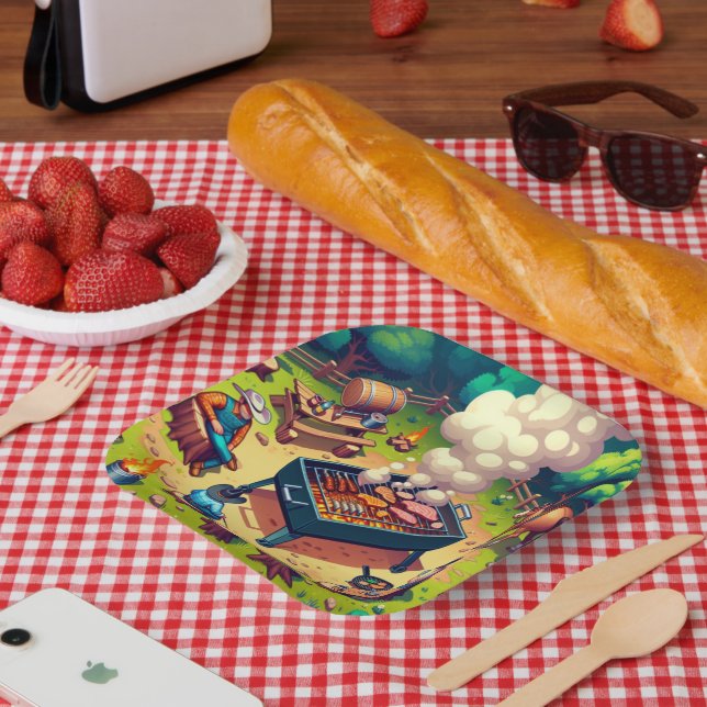 Western Cookout Grill Party Pappteller (Picknick)