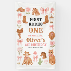 Western Coquette Cowgirl 1. Geburtstag Rosa Süß Banner