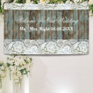 Western Country blauen Scheunenholz Hochzeit Banner