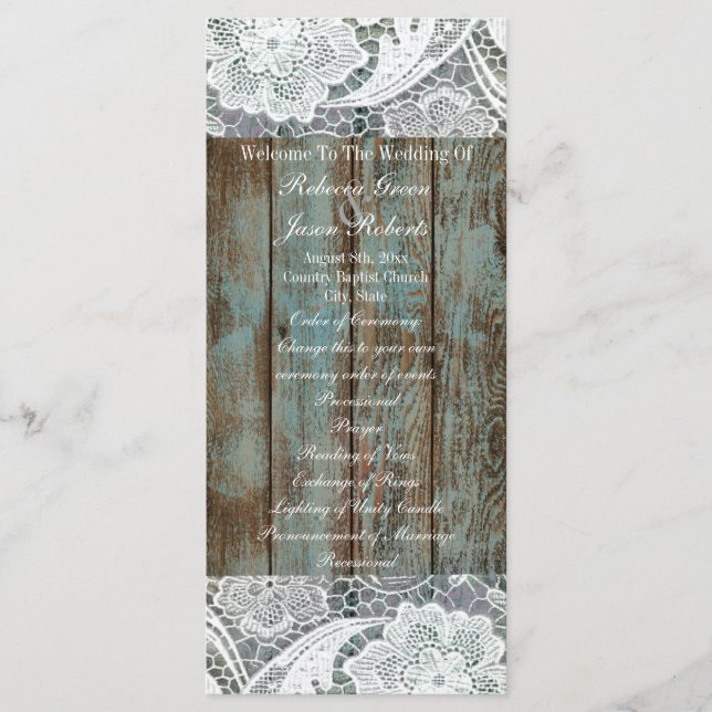 Western Country blauen Scheunenholz Hochzeit Menükarte (Vorderseite)