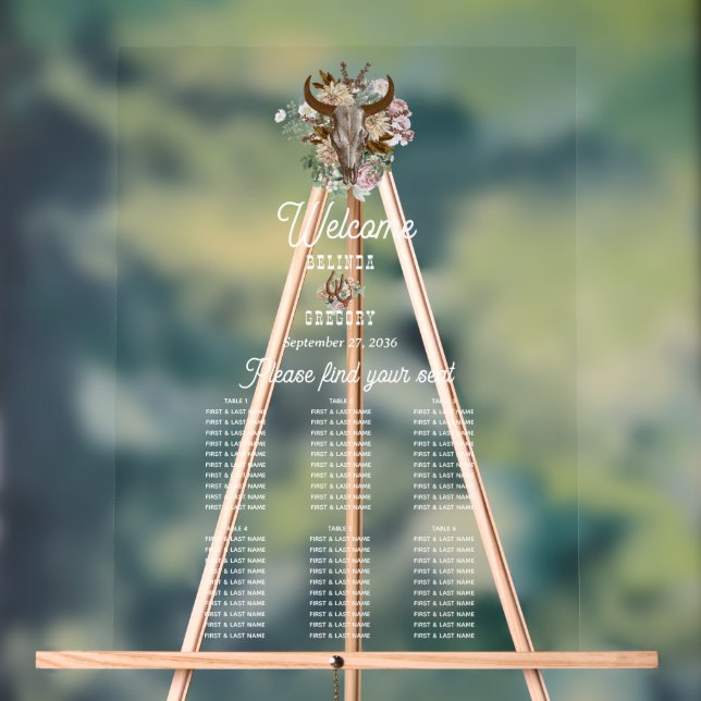 Western Country Boho Kuh Hochzeitskarte Acrylschild (Neutral)