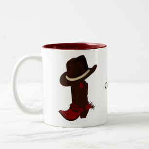 Western Country Brown Hat & Boots Zwei-Tonen-Kaffe Zweifarbige Tasse