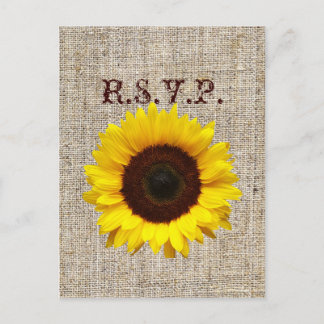Western Country Burlap Sonnenblumen Wedding RSVP Einladungspostkarte