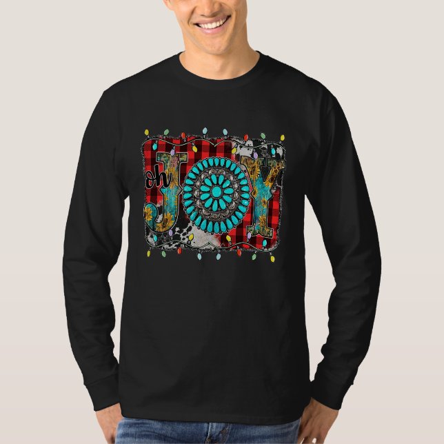 Western Country Christmas Joy Buffalo Turquoise Co T-Shirt (Vorderseite)